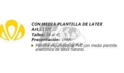 PLANTILLA LINEA CLASICA PVC C/MEDIA PLANTILLA COD.1020 N# 43